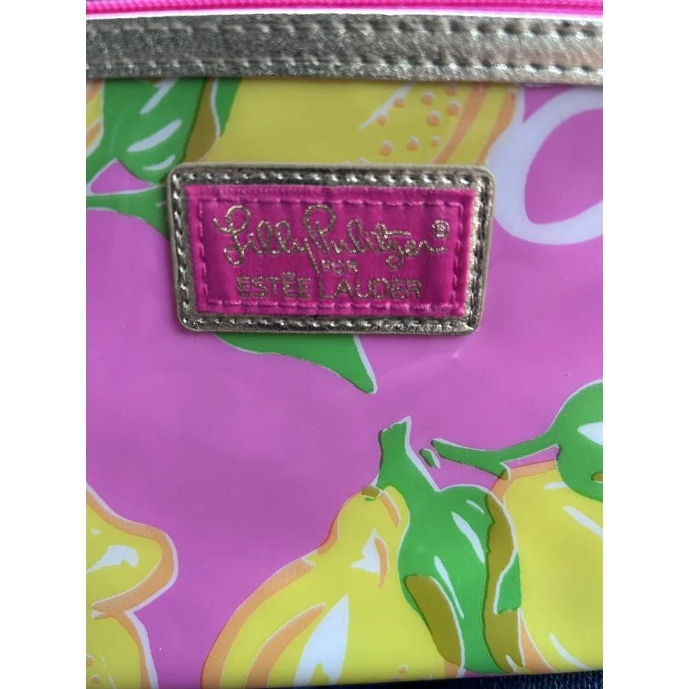 Lilly Pulitzer Estee Lauder‎ Lemon Print Zipper Cosmetic Pouch Bag  Size OS/S